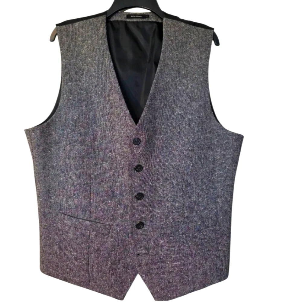 Ruth And Boaz Sophisticated Charcoal Wool Blend Suit Vest for Men L EUC 5 Button
